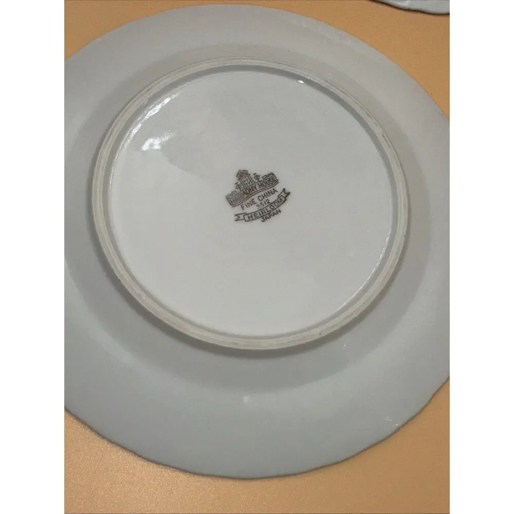 Set of 8- Vintage Salad Plates Harmony House Heirloom Fine China #3512, 7 1/2